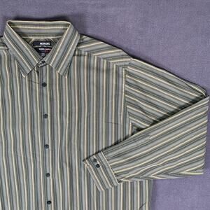 Vintage Murano Shirt Mens 2XT Tall Green Modern Comfort Stripe Careercore Casual